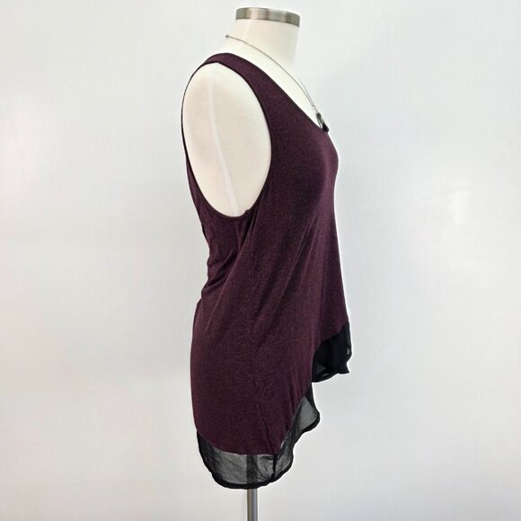 Vanity Tank Top Womens Size L Plum Purple Sleeveless Asymmetric Hem Scoop Neck - Picture 2 of 12